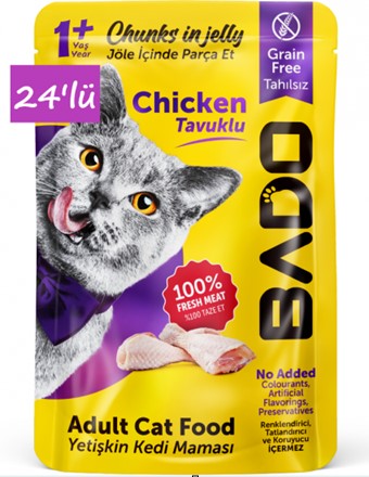 Bado Tavuklu Yetişkin Kedi Pouch Mama 85 Gr X 24 Adet