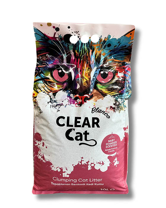 Clear Cat Bianco Pudra Kokulu Topaklaşan Bentonit Kedi Kumu 10 Lt