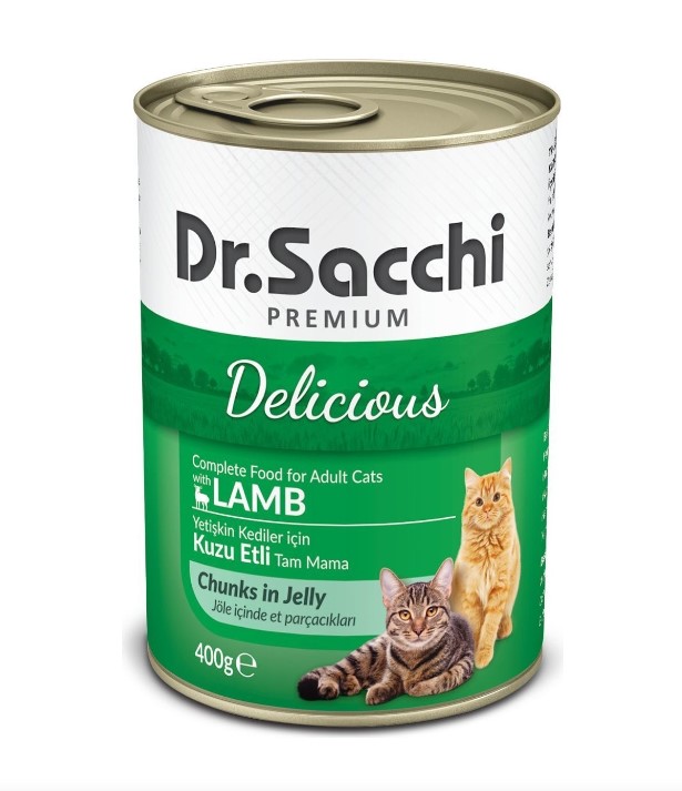 Dr. Sacchi Kuzu Etli Yetişkin Kedi Konserve 400 Gr X 24 Adet