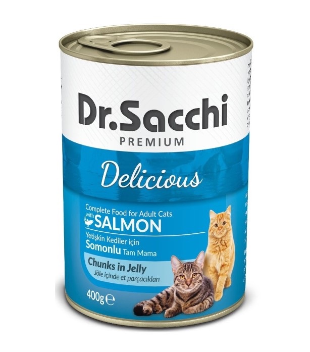 Dr. Sacchi Somonlu Yetişkin Kedi Konserve 400 Gr X 24 Adet