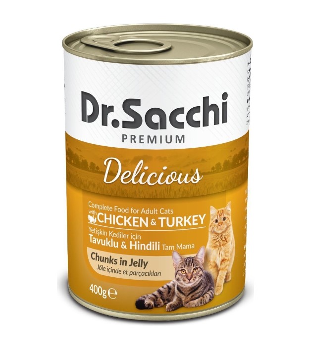 Dr. Sacchi Tavuklu Ve Hindili Yetişkin Kedi Konserve 400 Gr X 24 Adet