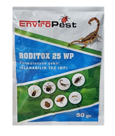 Enviro Pest Roditox 25 Wp Toz Kene Pire Akrep Ve Tahtakurusu İlacı 50 Gr