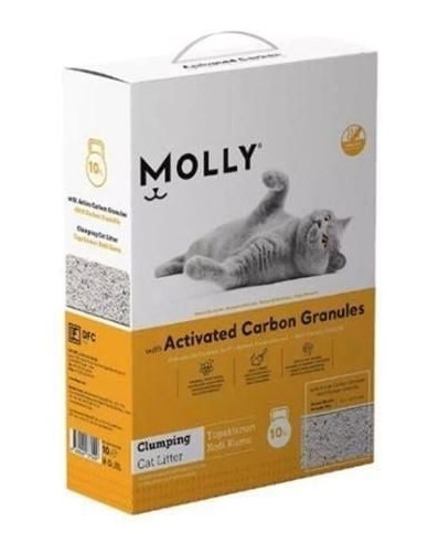 Molly Aktif Karbon Granüllü Bentonit Kedi Kumu 10 Lt (Sarı)