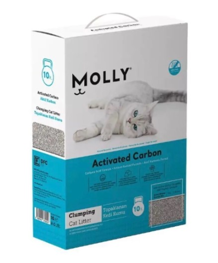 Molly Aktif Karbonlu Bentonit Kedi Kumu 10 Lt (Mavi)