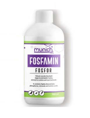 Munich Vet Fosfamin Kuşlar İçin Fosfor Mineral Ve Aminoasit Takviyesi 500 Ml