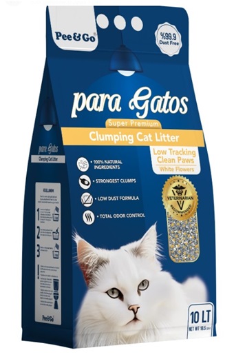 Para Gatos White Flowers Aktif Karbon Granüllü Bentonit Kedi Kumu 10 Lt