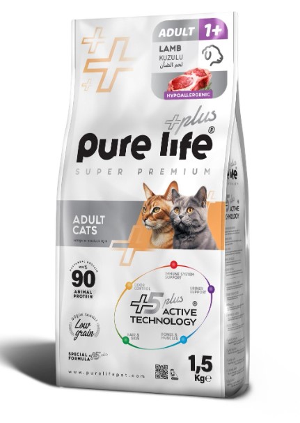 Pure Life Plus Kuzu Etli Yetişkin Kedi Maması 1.5 Kg