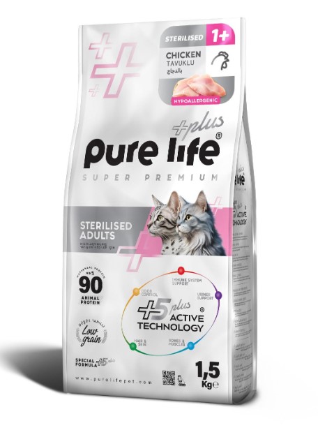 Pure Life Plus Tavuklu Kısırlaştırılmış Kedi Maması 1.5 Kg