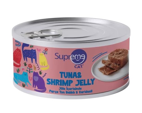 Supreme Cat Jöleli Parça Etli Ton Balık Ve Karidesli Kedi Konservesi 85 Gr X 24 Adet