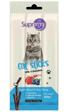 Supreme Cat Kuzu Etli Ve Yaban Mersinli Kedi Stick Ödül 3 X 5gr 10lu