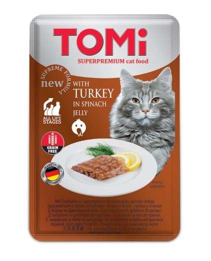 Tomi Hindili Ve Ispanaklı Yetişkin Kedi Pouch Mama 100 Gr X 20 Adet