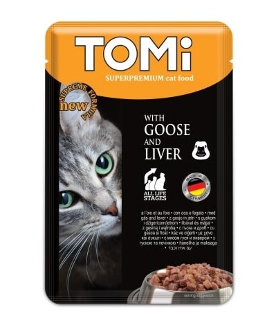 Tomi Kaz Etli Ve Ciğerli Yetişkin Kedi Pouch Mama 100 Gr X 20 Adet