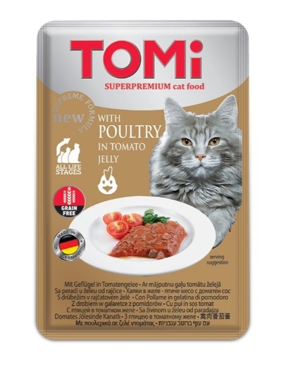 Tomi Kümes Hayvanı Ve Domatesli Yetişkin Kedi Pouch Mama 100 Gr X 20 Adet